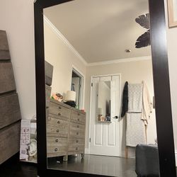 Mirror With Dark Brown Frame 
