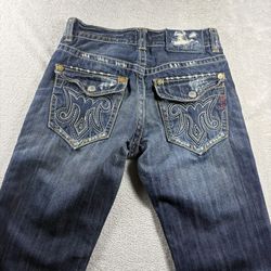 Vintage MEK Denim Oaxaca Men’s 30x32 Blue Boot Cut Jeans Distressed Y2K #1090