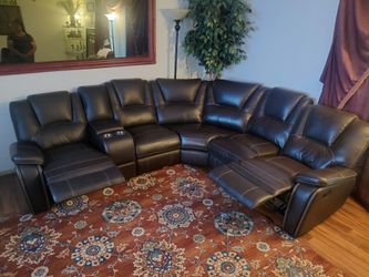 Faux Leather Sectional Recliner Couch