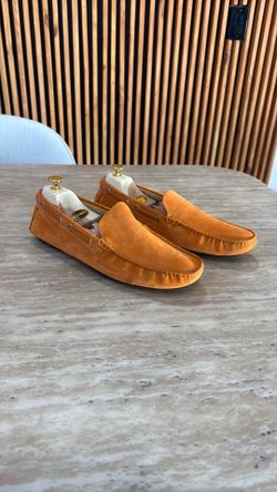 Orange Suede Driver Loafers 