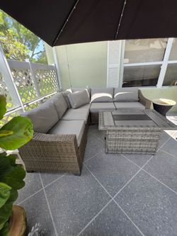 Patio Sectional and Firepit Table