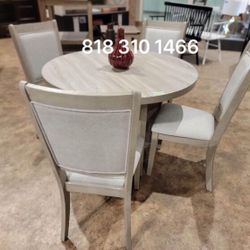 Beautiful! 5-Pc round Dining Set Light Gray 