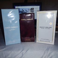 Brand New Sealed Dolce & Gabbana Light Blue 6.7floz, Dolce & Gabbana 3.3floz , And Marc Jacobs Daisy Dream 3.3 Fl Oz