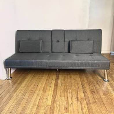 New Grey linen Futon Sofa Bed