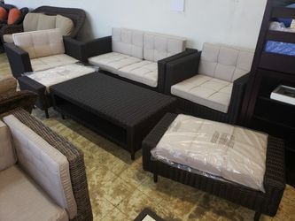 New 6pc outdoor patio furniture seating set sunbrella fabric tax included