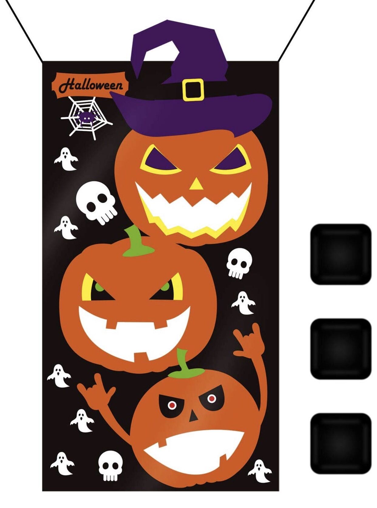 Kids Halloween Games Party Decorations Halloween Pumpkin Party Decorations Kids Bean Bag Toss Game Black (30” X 54”)