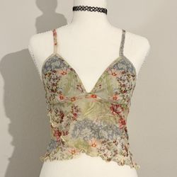 Green Floral Top