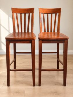 Set of 2 Wood Bar Stools