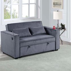 Convertible Sofa Sleeper Sofa W Cup Holders And USB Port 
