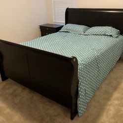 Full Size bed Frame With Night Table 