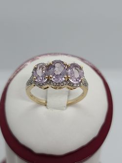 14k gold pink topaz and diamond ring