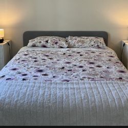 IKEA Queen Bed Frame Mattress And Topping 