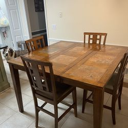 Large Wooden Dining Table & Chairs