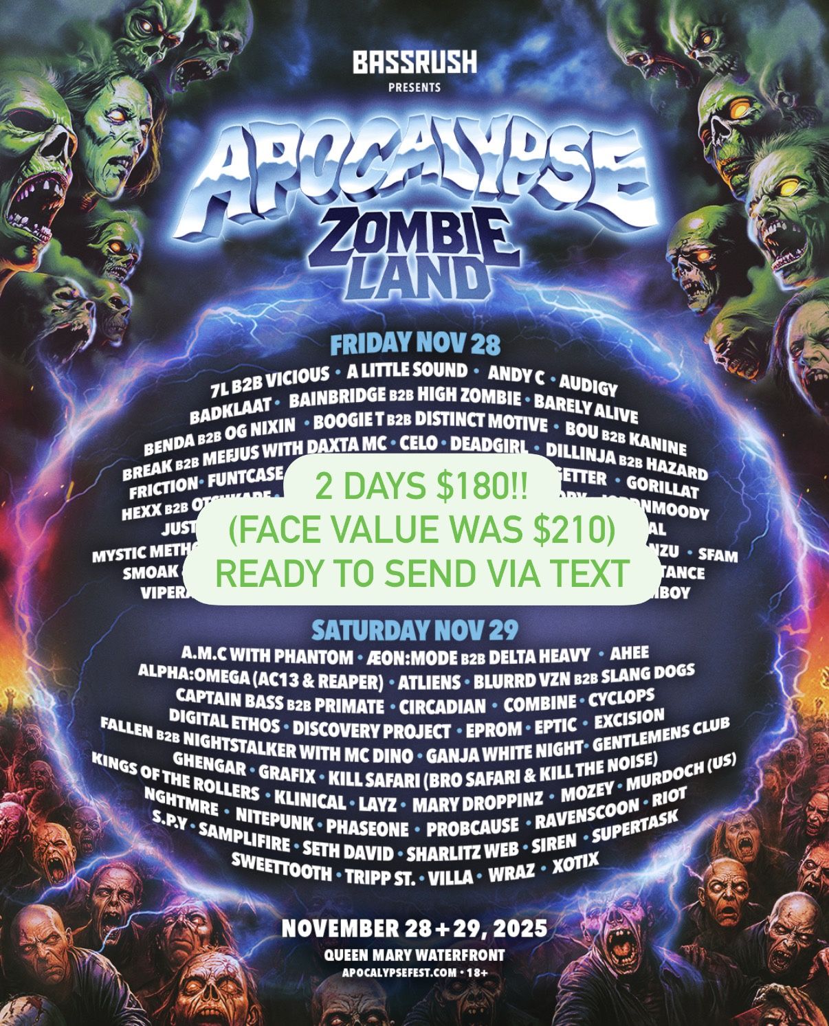 2 DAY APOCALYPSE TICKET - SATURDAY & SUNDAY