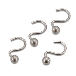 Brushed Nickel Ball Shower Curtain Hooks (Set of 12)