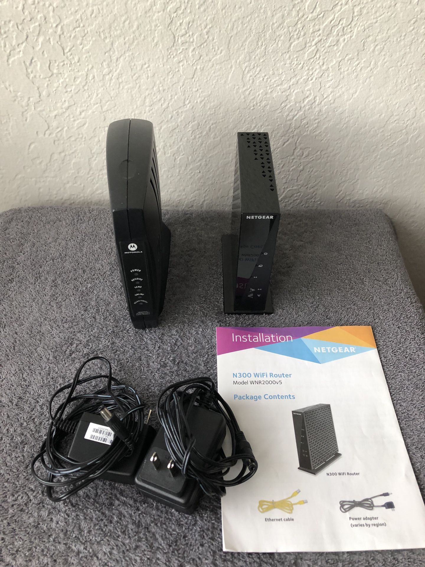 Motorola Cable Modem and Netgear Router