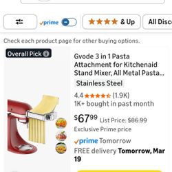 3 in 1 Pasta Attachment for KitchenAid Stand Mixer