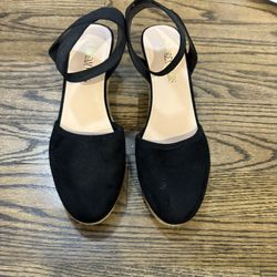 Black Wedge Sandals