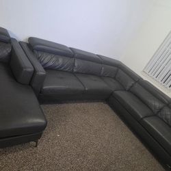 Couch for sale (Grey Leather) EXCELLENT CONDITION 