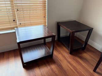 2 Dark Wood End Tables - Similar Style, Not an Exact Matching Pair