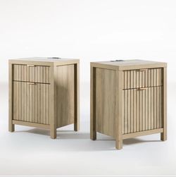 Arrilla 25” Nightstand Set of 2 with Built-In Outlets