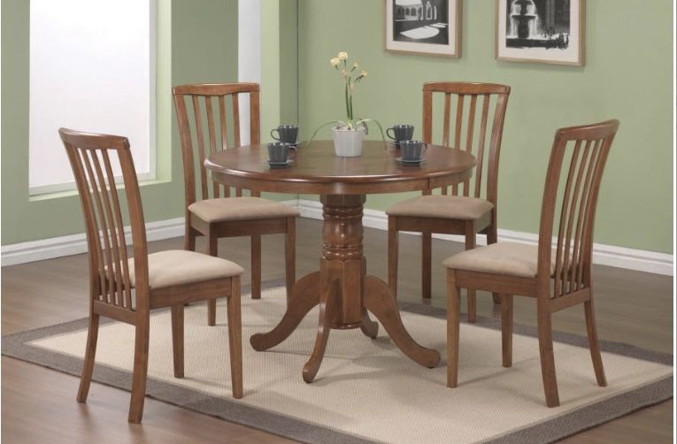 Simple Light Brown Dining Table Set by Coaster (Table &4 Chairs)