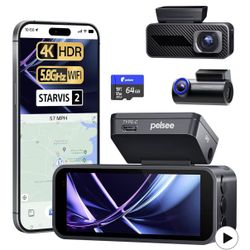4K Front & Rear Dash Cam with 64GB memory Card