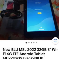 BLU M8L2022 32gig  8" Wi-Fi LTE Android Tablet
