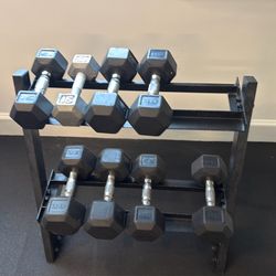 Dumbell rack with dumbells 15, 20, 25 , 30