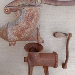 Antique Cast Iron Meat Grinder And Stuffing Press