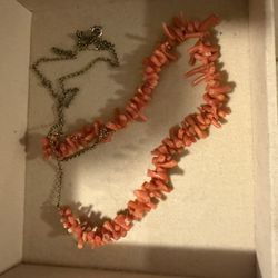 Vintage Branch Coral Necklace With Chain 