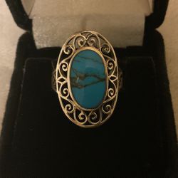4 Vintage Sterling Silver 925 Rings With Turquoise Stone..Sizes 6,6,8,8