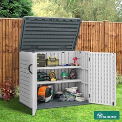 Resin Storage Shed Shelves for 35 Cuft Horizontal Storage Sheds, 47 in x 12.6 in Waterproof Rack with 8 Screws for 4x2.5 Ft Horizontal Garden Storage 