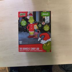 Dr. Seuss Grinch & Cindy Lou Scene Inflatable, 6' Airblown Inflatable Christmas Decoration 
