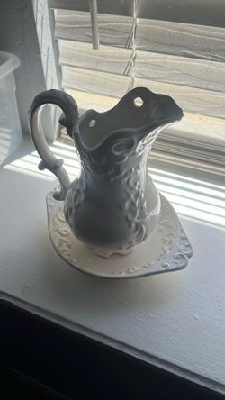 Vintage Napco Japan White Pitcher And Wash Basin Set