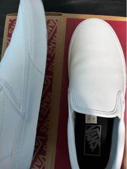 Leather white slip on vans