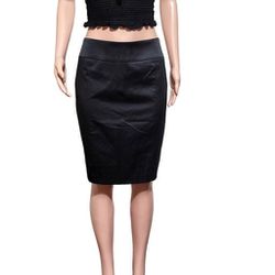  yourself high-waisted black pencil satin skirt 8/M