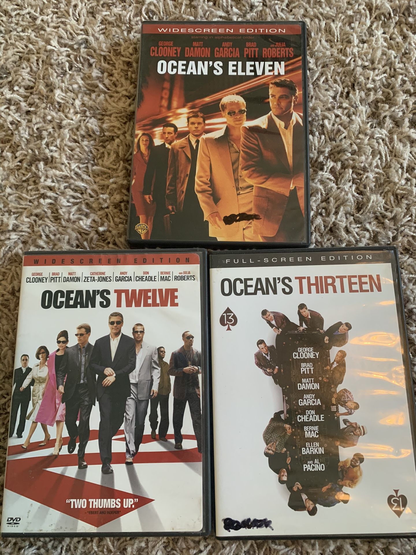 Ocean’s eleven, twelve and thirteen on dvd