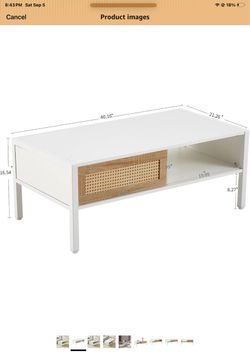 Chic Rattan Coffee Table for Living Room with Metal Legs and Storage