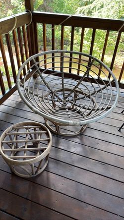 Papasan 3 pc set chair, base and footstool