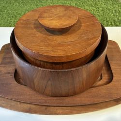 Dansk Designs Denmark Teak Serving Set / Ice Bucket w Tray – Mid Century