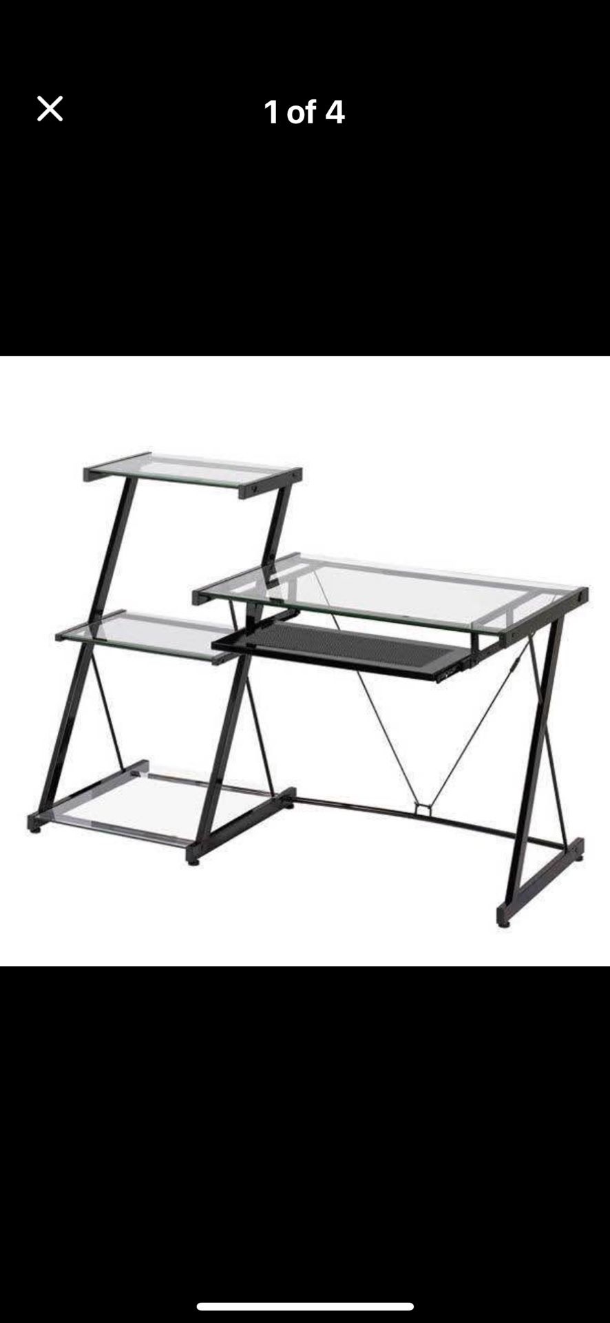 Glass Desk With shelves & Keyboard Tray