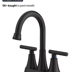 Matte Black Bathroom Faucet, 3 Hole, 4 Inch