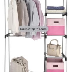 4-Shelf Closet Organizer System with 2-Tier Clothes Rack