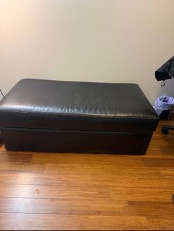 Black Faux Leather Ottoman Bench – Clean & Versatile