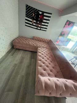 Pink sectional couch