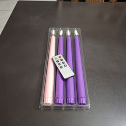 Set Of 4 LED Advent 10" Taper Candles Symbolizes Prophecy, Bethlehem, Joy & Peace- Remote & 8 AA Batteries Incl NEW IN BOX