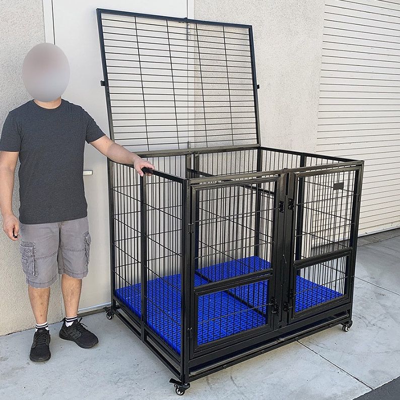 BRAND NEW $230 Large 49” Heavy Duty Folding Dog Crate 49x38x43” Double Door Cage Kennel w/ Divider