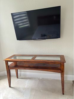 Solid Wood Console Table / Entryway Table with Glass Top Inserts