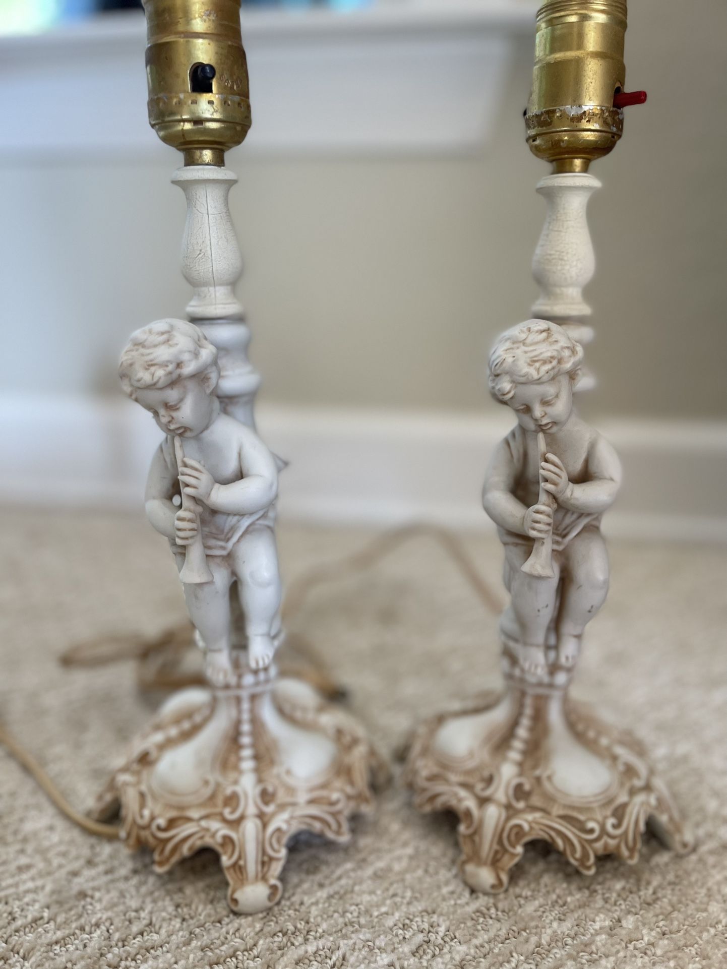Antique Porcelain Angel Lamps